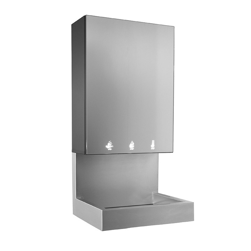 Wall-mounted stainless steel washbasin for mirror cabinet