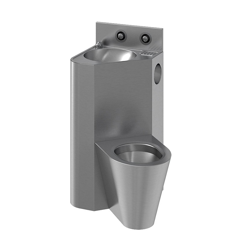 Photo Wash basin and WC combination floor standing fixation wall mounted stainless steel IN-3013