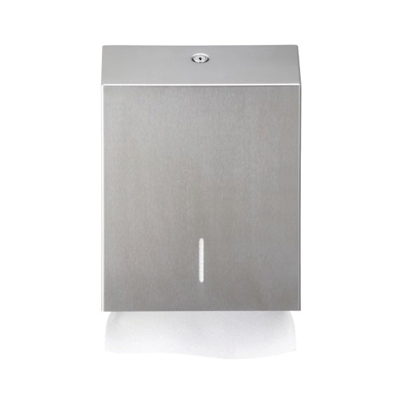 Distributeur papier essuie-mains en inox brossé de face ELITE SLIM ULTRA