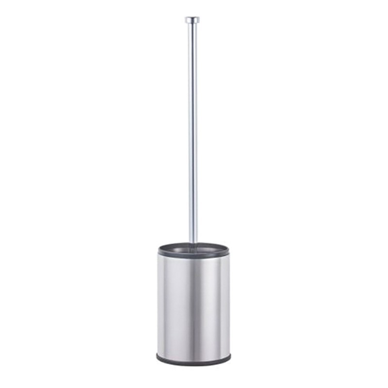 Porte brosse WC inox brillant au sol, sans couvercle