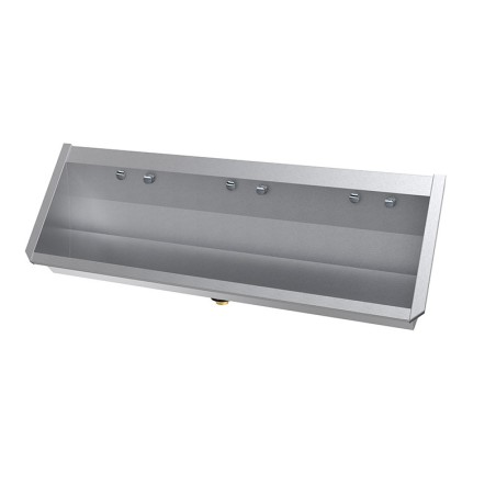 Urinario colectivo de pared inox con grifería temporizada integrada - SUPRATECH