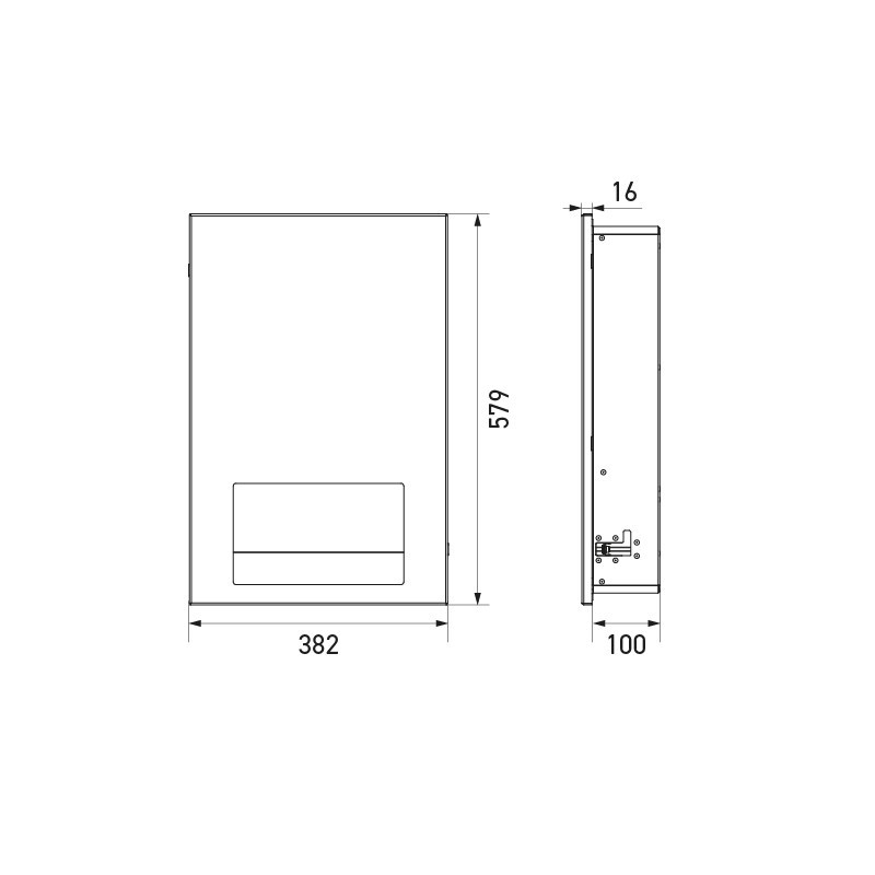 Dimensions hand dryer design recessed stainless steel automatic vandal-proof