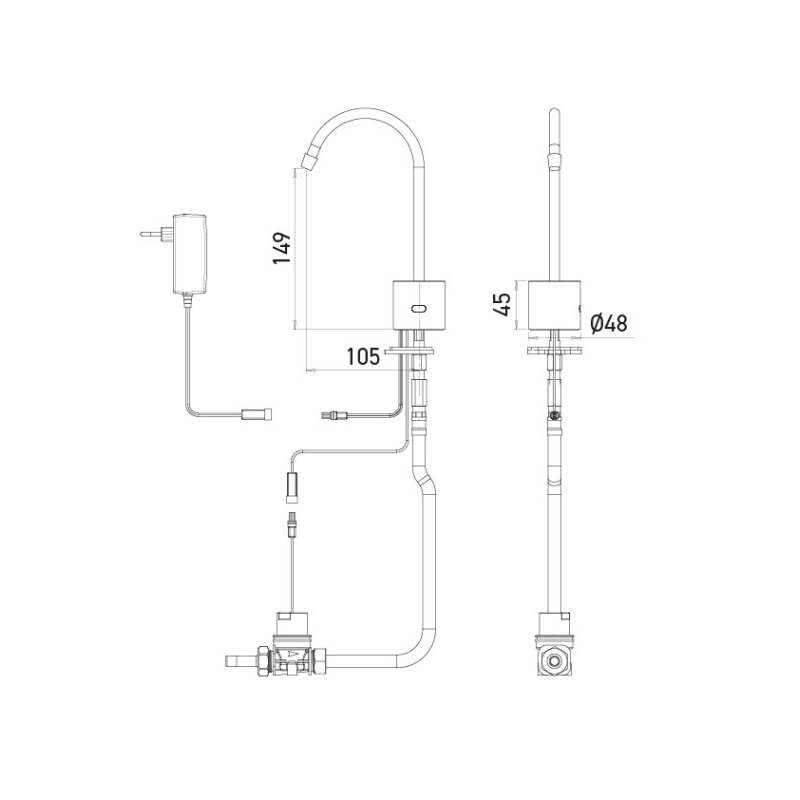 Automatic transformer powered fountain tap