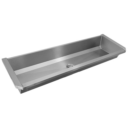 Stainless steel community trough for wall taps