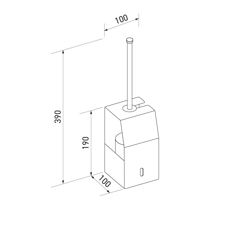 Wall mounted toilet brush holder in stainless steel ELITE dimensions