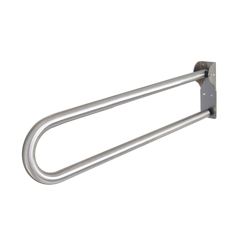 Hinged grab bar for toilets in stainless steel