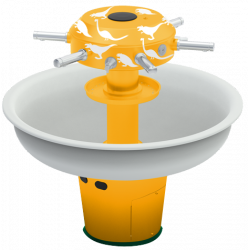 Miniature-2 Circular washbasin with dinosaur decoration for kindergarten, featuring infrared sensor faucets LC-06-E-EM-T