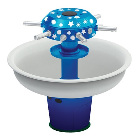 Vasque de lavage collective à colonne bleue décorée d'étoiles, six jets pour enfants