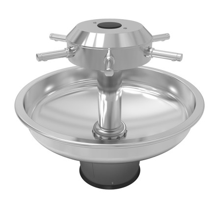 Stainless steel circular washbasin on pedestal for kindergarten