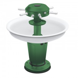 Miniature-5 LAGOON fountain washbasin with options for soap dispensers, a white synthetic marble basin, and color choices LC-04