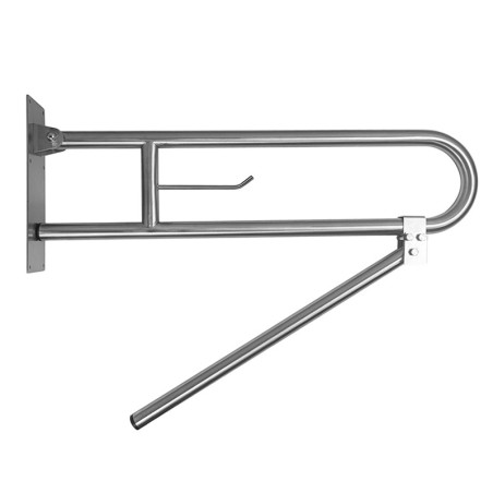 Barre d'appui WC inox escamotable avec béquille repliable de soutien