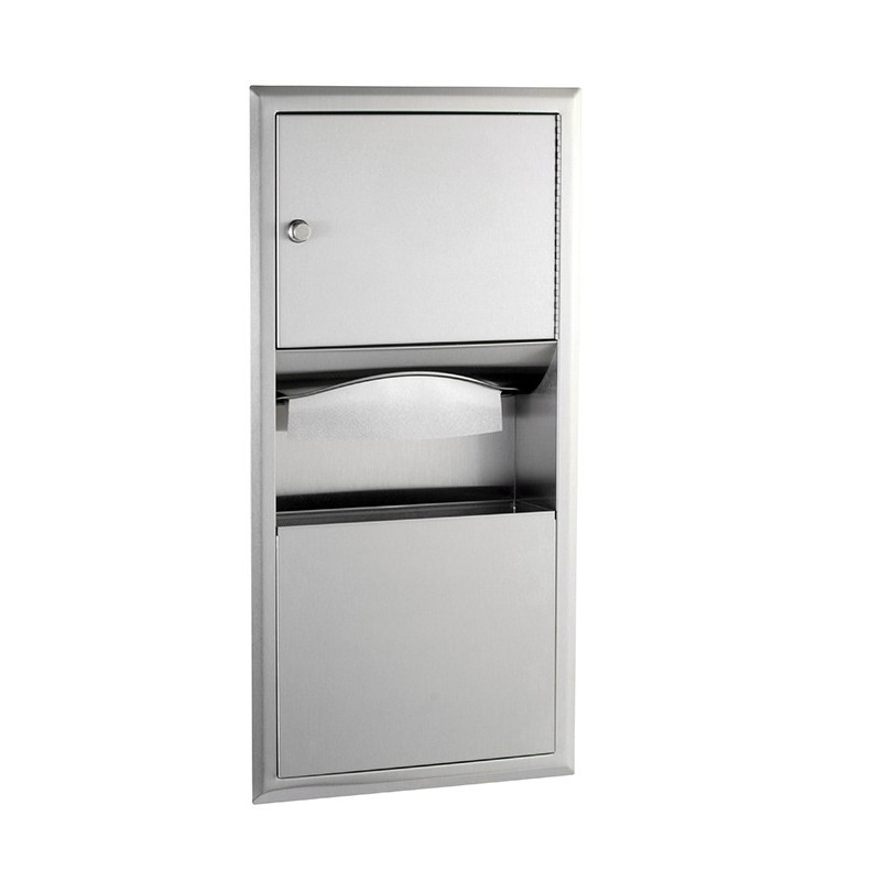 Combinado inox empotrado dispensador toallas y papelera - SUPRATECH