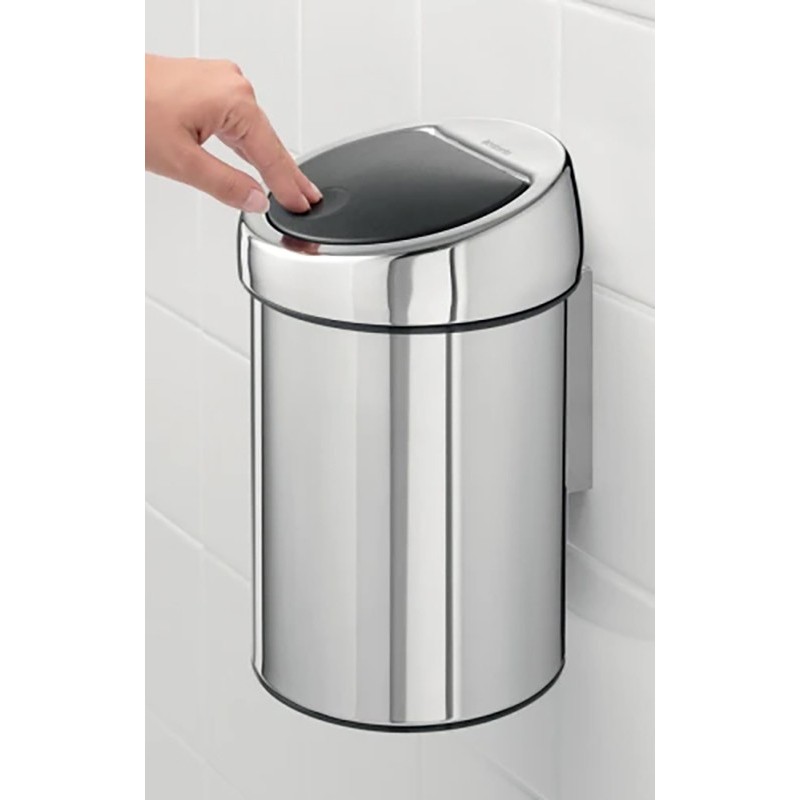 Mini-poubelle à fixer au mur 3 L avec liner plastique amovible