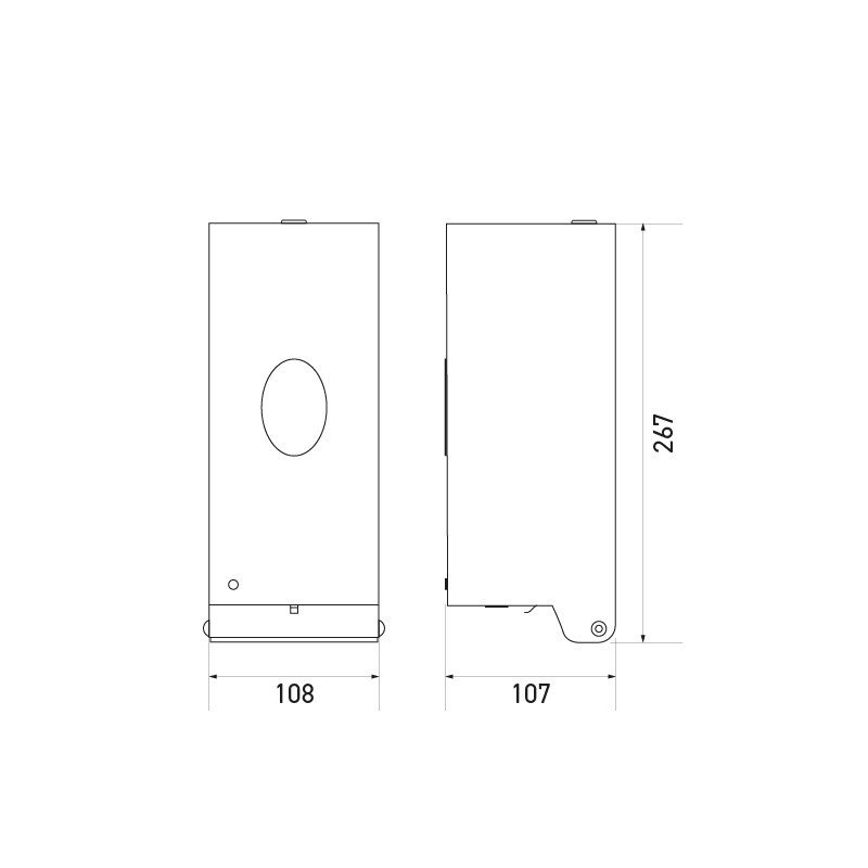 Plano de dispensador de jabón en acero inoxidable