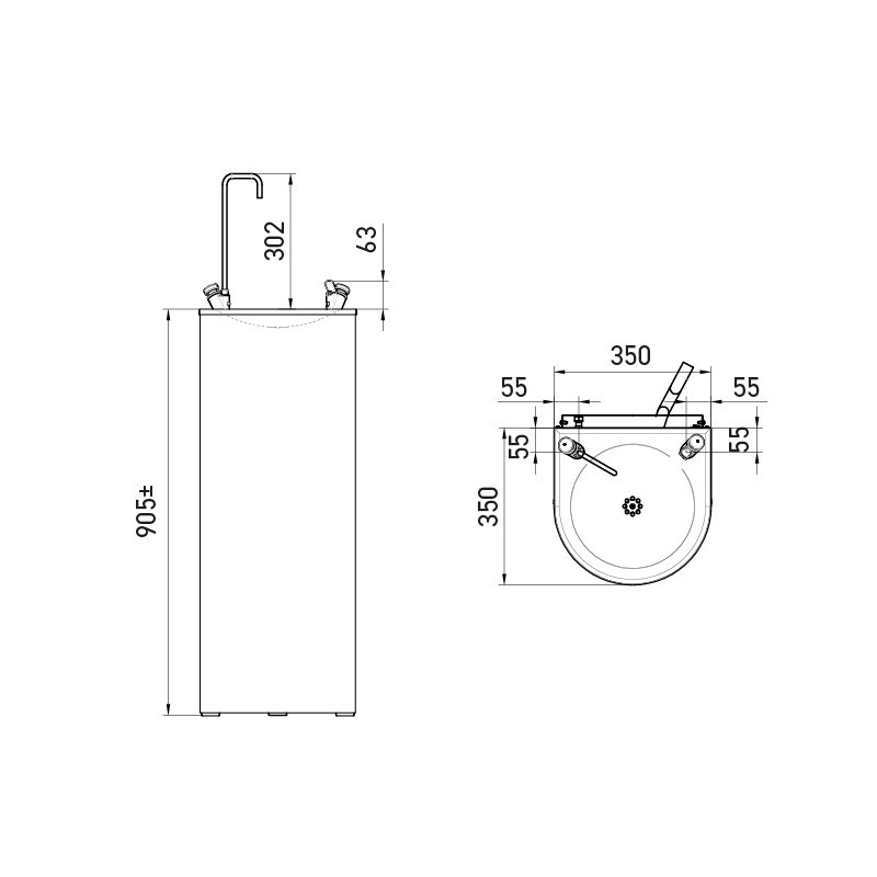 Dimensions fontaine réfrigérante eau fraiche inox sur pied pour boire et remplissage de gourde