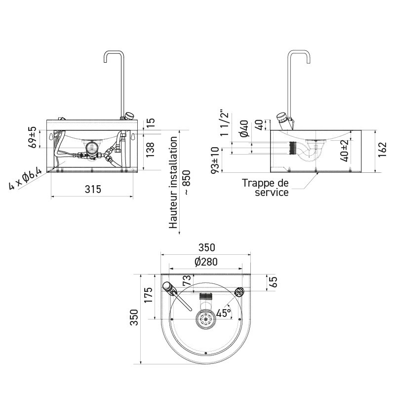 Automatic bubbler faucet and second high neck pillar spout dimensions Automatic bubbler faucet and second high neck pillar spout dimensions