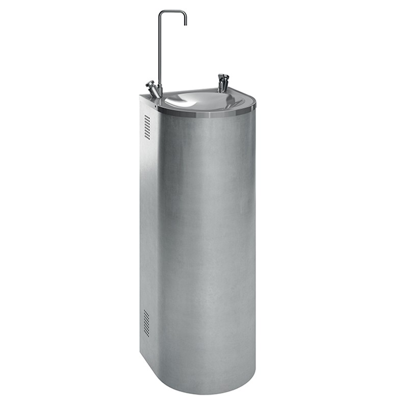 Photo Fresh water fountain stainless steel on foot semi-column glass filling and bottle FO-B02