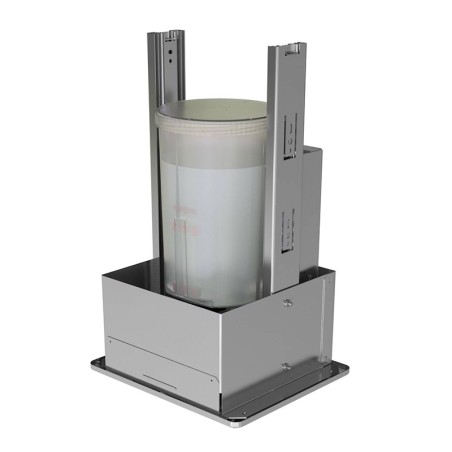 Distributeur de savon liquide 2L en inox, installation derrière miroir