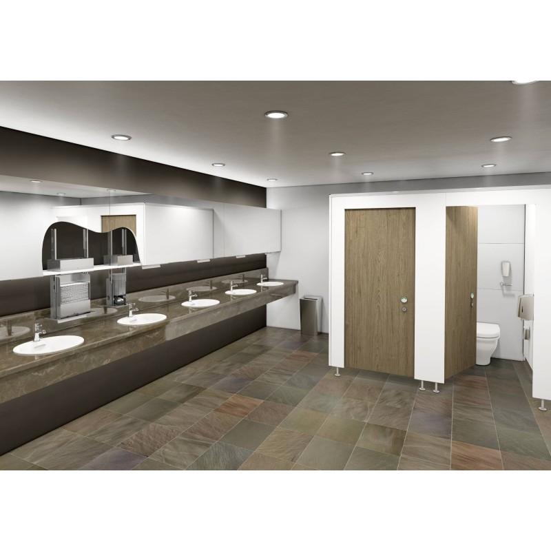 Distributeur inox essuie-mains derrière miroir à ouverture par le bas