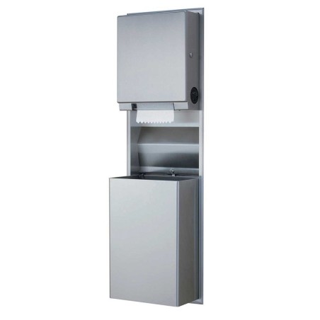 Combiné inox encastré convertible distributeur essuie-mains et poubelle