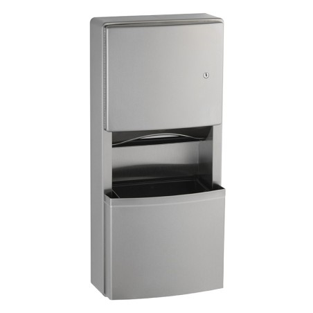 Combiné NOVA inox mural distributeur essuie-mains et poubelle 11,3L