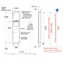 Miniature-1 Technical drawing for built-in unit with minimalist design, featuring reduced vandalism BO-38034