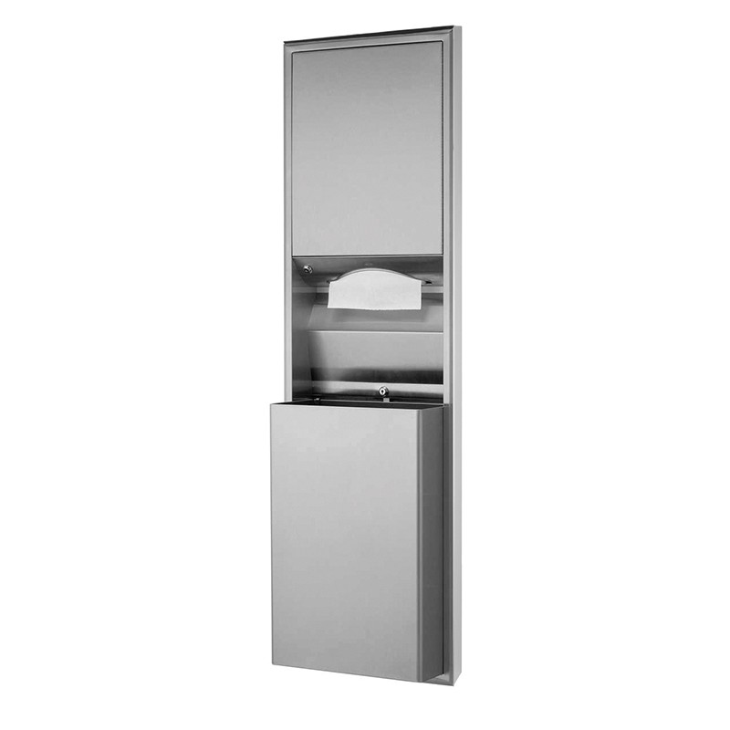 Photo Combiné semi-encastré, distributeur papier et poubelle convertibles BO-3942