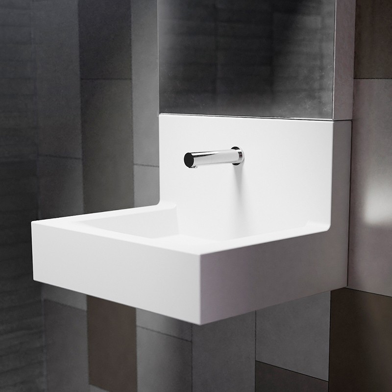 Wall mounted stainless steel rectangular washbasin with concealed drainage