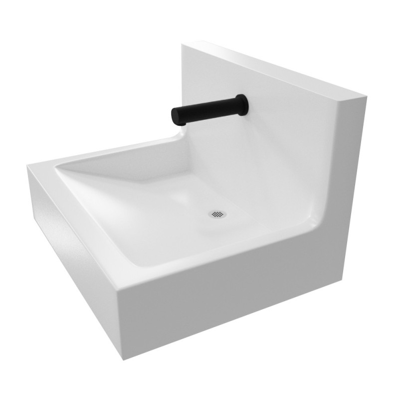 Lavabo de acero inoxidable rectangular con vaciado invisible