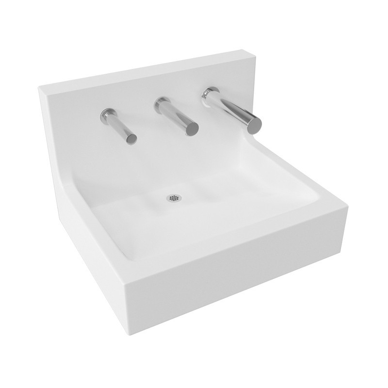 Lavabo mural avec crédence TURONE matériau composite pour collectivités