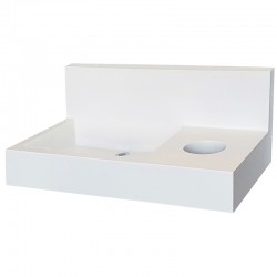 Lavabo mural avec crédence pour module meuble miroir, avec trappe à déchets