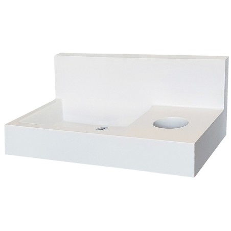 Lavabo mural avec crédence pour module meuble miroir, avec trappe à déchets