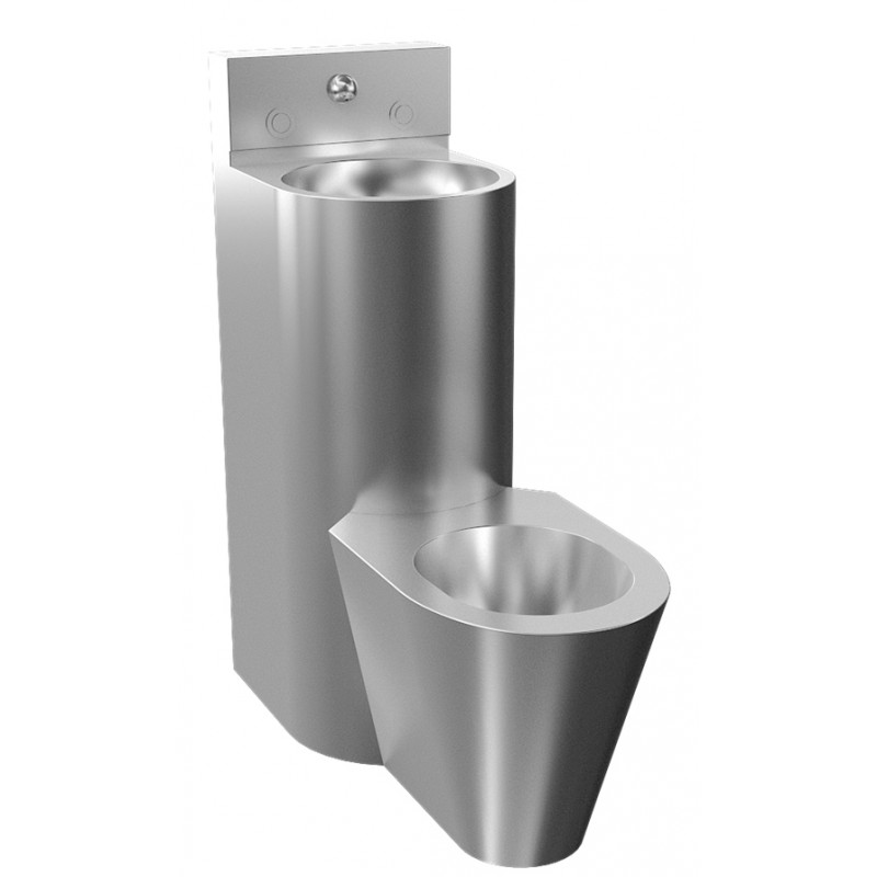Photo Combi WC lavabo inox conçu pour résister au vandalisme et assurer la sécurité des utilisateurs. IN-3025