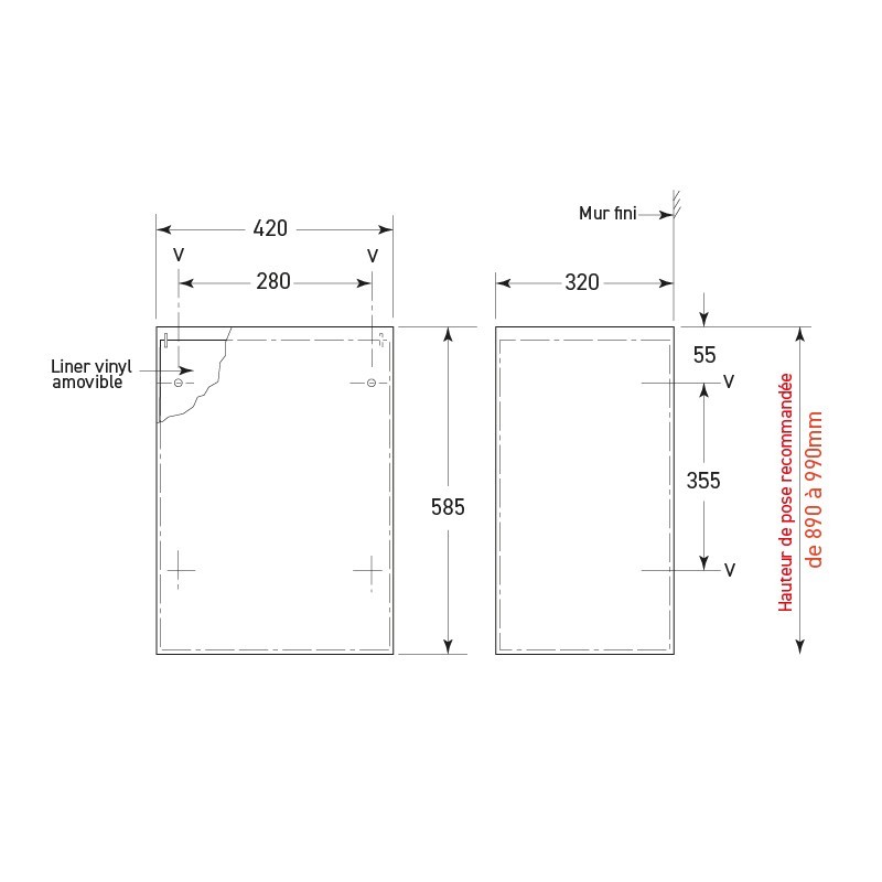 Poubelle murale en acier inoxydable grande capacité 76 L