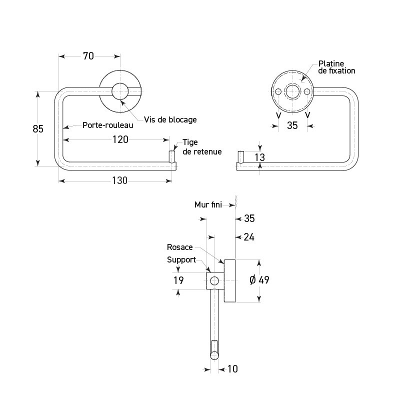 Portarollo papel higiénico inox de pared NEOX - SUPRATECH