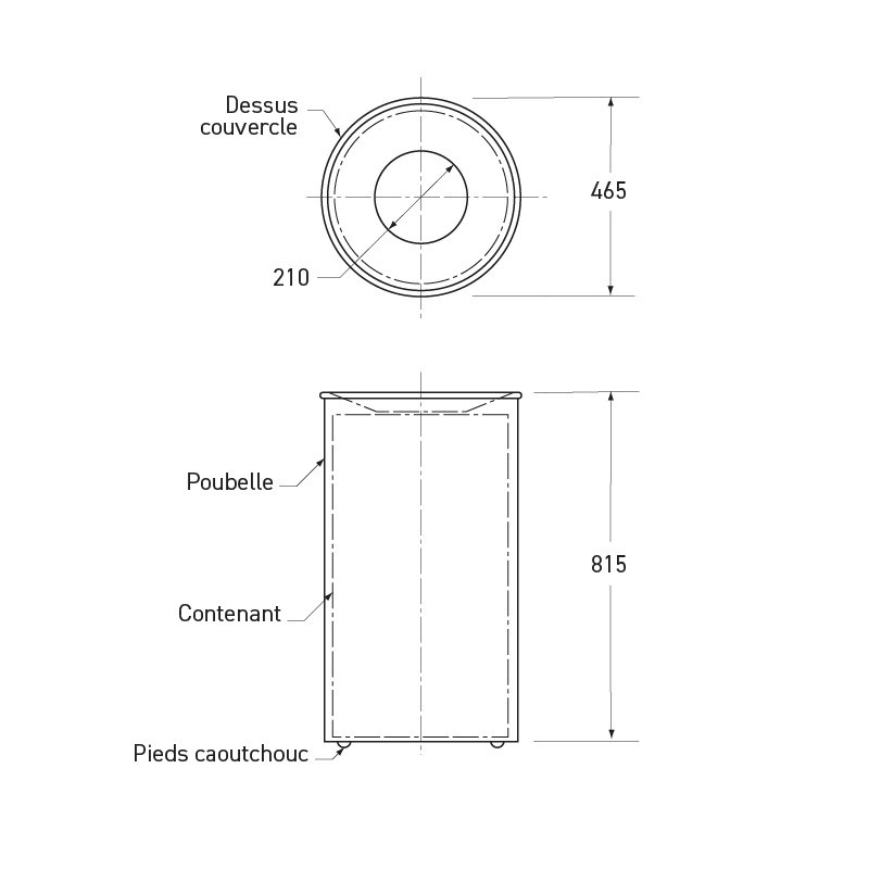Papelera inox gran capacidad de suelo 125 L - SUPRATECH