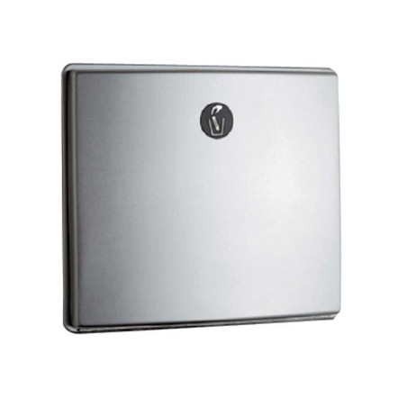 Recessed stainless steel feminine hygiene bin for partition walls