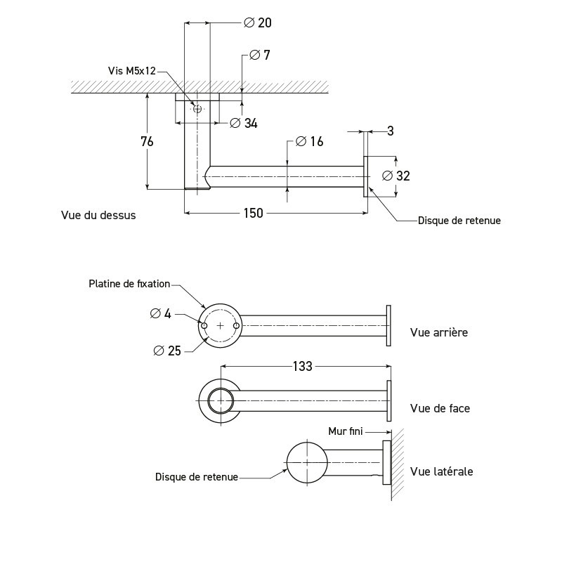 Portarrollo papel higiénico inox de pared UNO - SUPRATECH