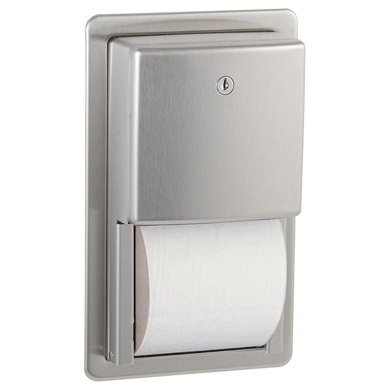 Photo Recessed stainless steel double toilet paper roll holder BO-4388