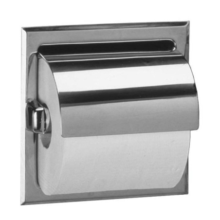Porte rouleau inox papier WC encastré avec couvercle