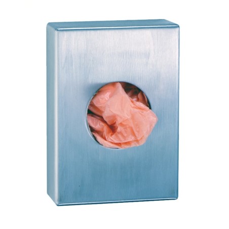 Feminine hygiene dispenser in brushed stainless steel