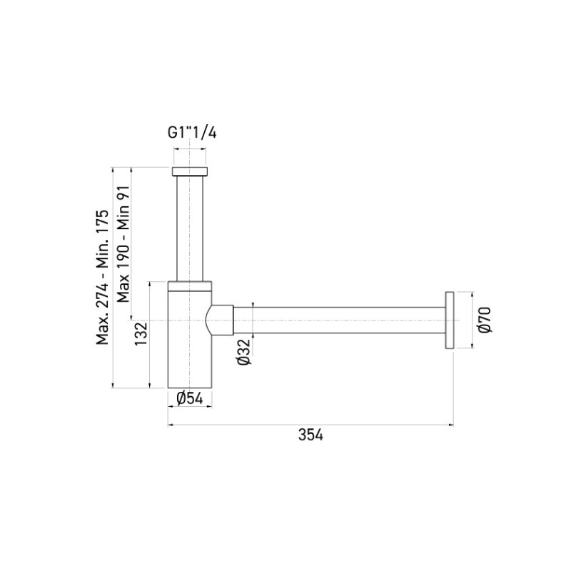 Siphon lave-mains inox Design