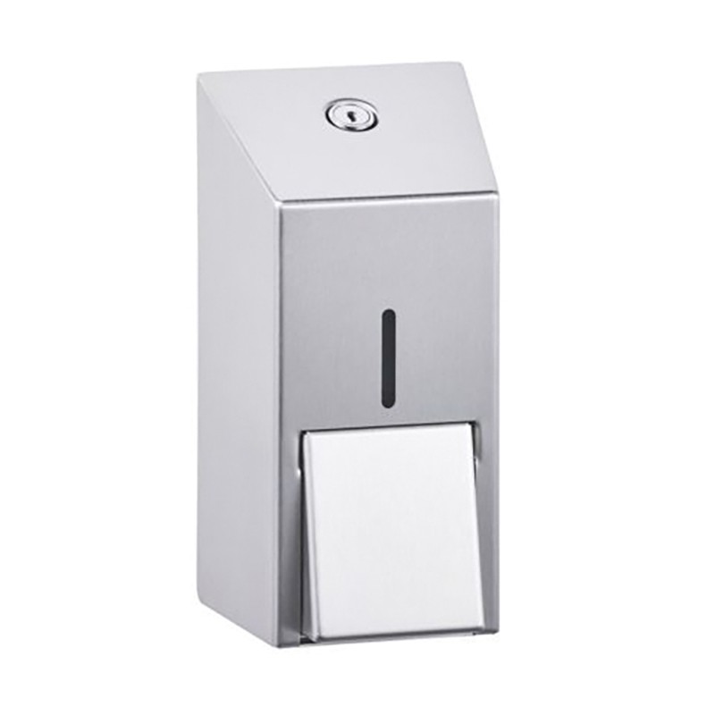 Photo Small liquid soap dispenser in stainless steel brushed finish MDS-102