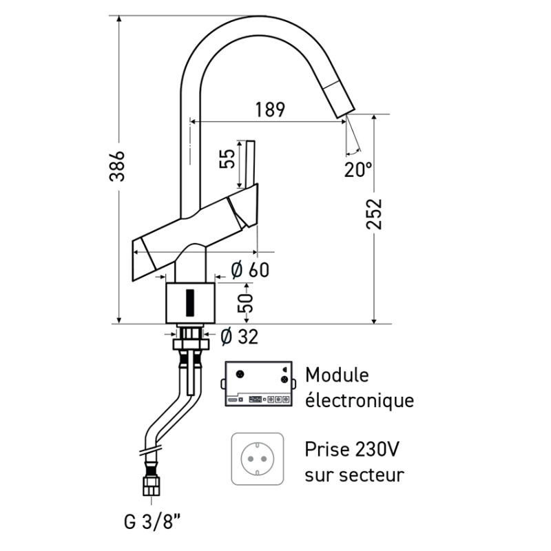 VIVA electronic kitchen faucet with swan neck spout