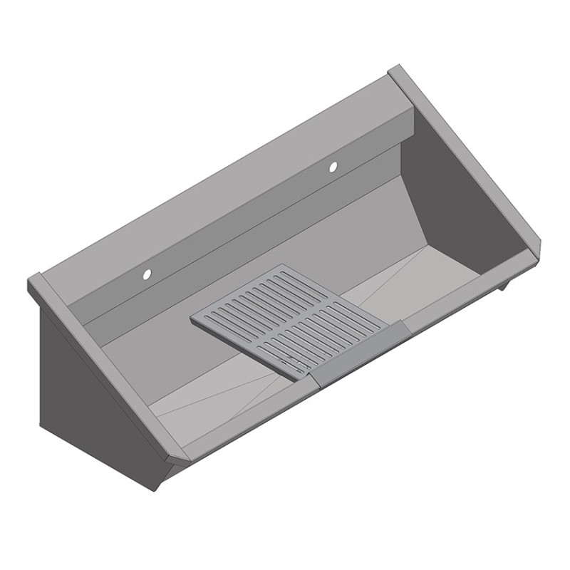 Stainless steel communal sink with optional support grid or drainer