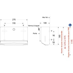Distributeur papier main horizontal mural inox mini