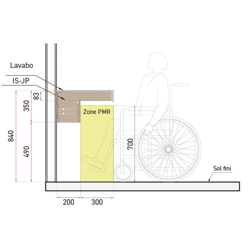 Support mural avec consoles pour plan-vasques