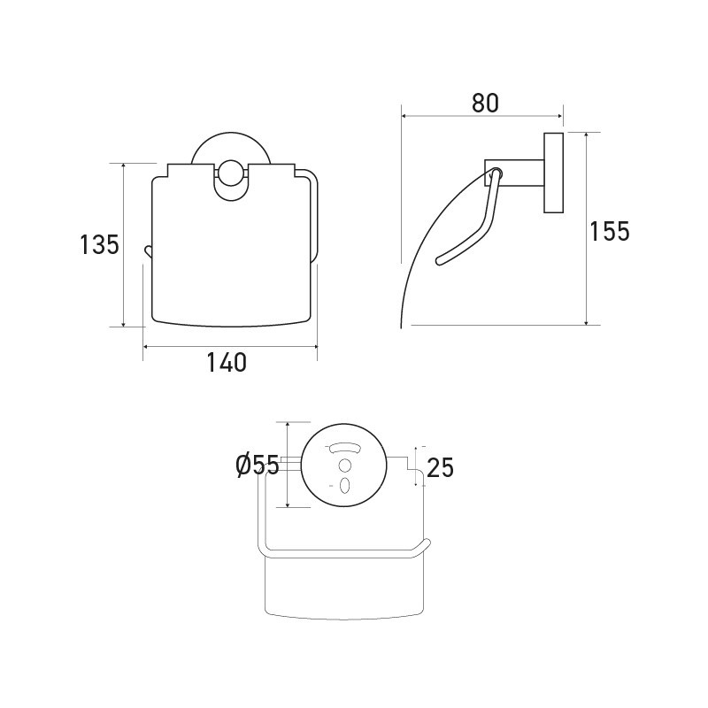 Stainless steel screw-mounted wall toilet paper holder with cover