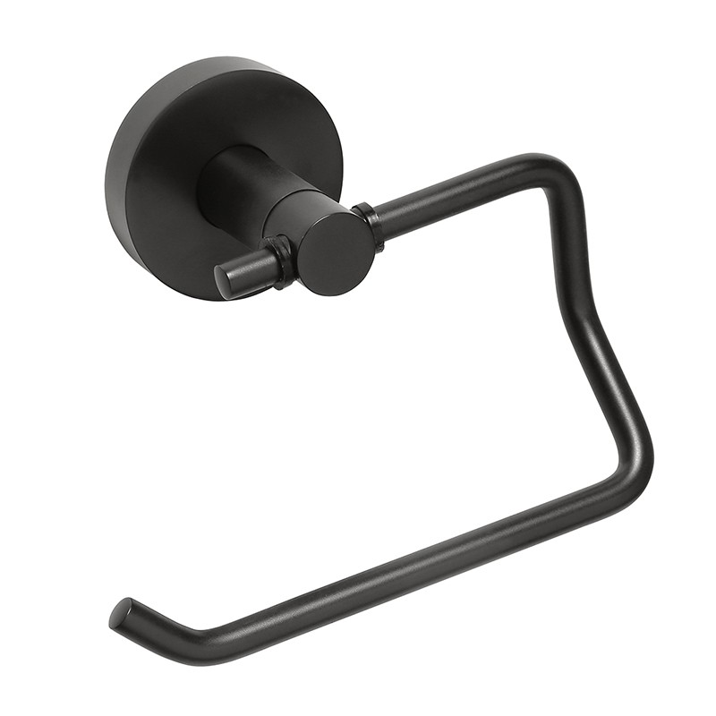 Photo Screw-mounted brass toilet roll holder, matte black finish AM-07-N