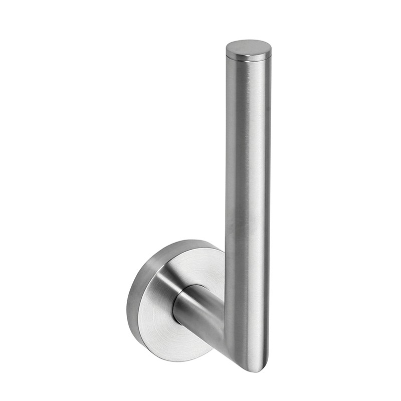 Photo Screw-mounted vertical spare roll holder in brushed matte AISI 304 stainless steel AM-09-S